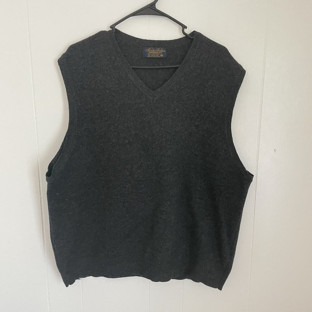 Vintage Brooks Brothers Lambswool Sweater Vest XL Gray Preppy Old Money Academia